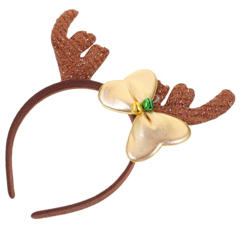 Healeved Weihnachts Geweih Haarreif Leichtes Flauschiges Stirnband mit Schleife und Glocke Festliches Party Cosplay Accessoire für Damen und Angenehmer Sitz für Weihnachtsfeier von Healeved