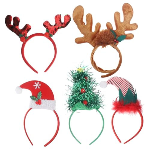 Healeved 5stücke Weihnachts Cartoon Haarreifen Lustige Mädchen Cosplay Haaraccessoires Für Festliche Anlässe Stilvolle Weihnachtsdekoration Zufällige Designs von Healeved