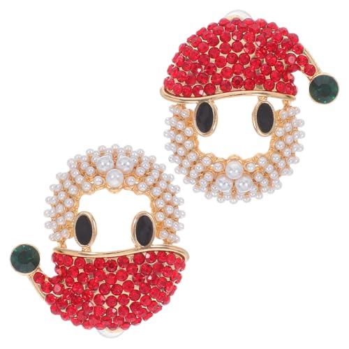 Healeved Weihnachts-ohrringe Santa Claus Form mit Strass und Perlen Süße Festliche Ohrstecker für Weihnachtsfeiern Langlebiger Schmuck für Holiday Xmas Kostüme und Partys von Healeved