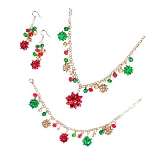 Healeved Weihnachtsschmuck Set Damen Blumen Glocken Halskette Armband Ohrringe Party Schmuck Festlich Healeved Weihnachtsschmuck Set Damen Blumen Glocken Halskette Armband Ohrringe Party Schmuck Festlich von Healeved