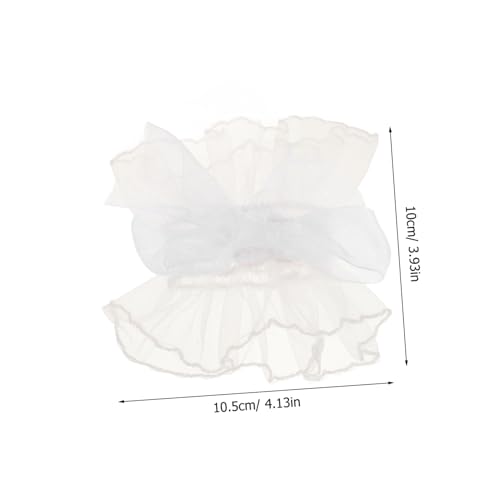 Healeved Weiße Spitzen Handgelenkärmel mit Rüschen und Schleifen Fingerlose Netz Handstulpen Damen Lolita Braut und Party Accessoires Vielseitig Kombinierbar für Festliche Anlässe von Healeved