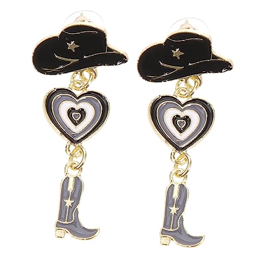 Healeved Western Cowgirl Ohrringe Damen Multi Layer Alloy Stiefel und Hut Design Statement Schmuck für Country Festivals und Alltag von Healeved