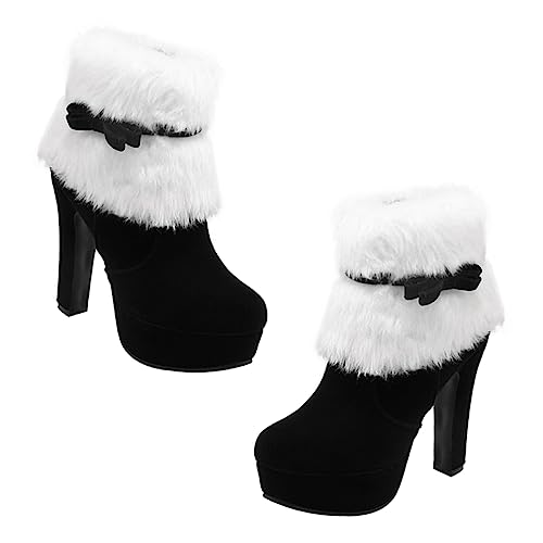 Healeved Winter Damen Ankle Boots mit Blockabsatz Gefütterte Weihnachtsstiefeletten mit Plüschfutter Rutschfeste Kurzschaft Stiefel mit Schleifenverzierung und Warm für Kalte Tage Healeved Winter Damen Ankle Boots mit Blockabsatz Gefütterte Weihnachtsstiefeletten mit Plüschfutter Rutschfeste Kurzschaft Stiefel mit Schleifenverzierung und Warm für Kalte Tage von Healeved