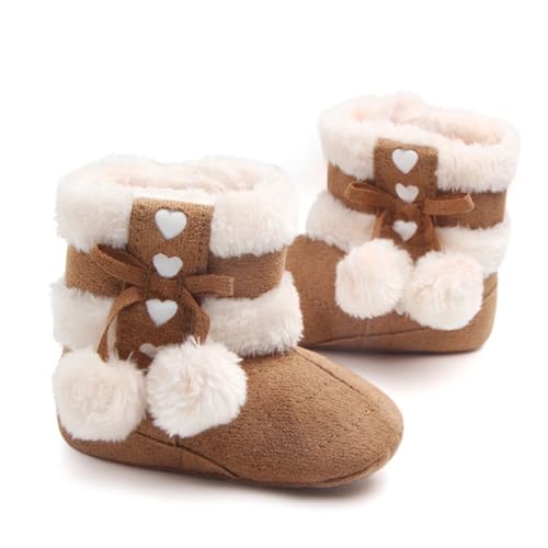 Healeved Winter Prewalker Schuhe mit Schleife Warme Neugeborenen Winterschuhe aus Baumwolle Weiche rutschfeste Lauflernschuhe Unisex Geschenkidee für Junge Mädchen von Healeved