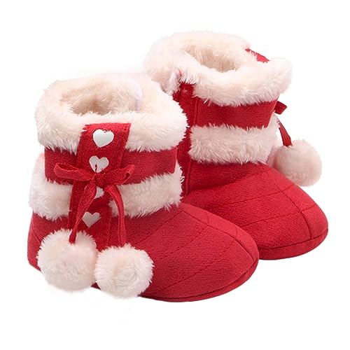Healeved Winterliche Schühchen mit Baumwollfutter Weiche Neugeborenen Prewalker für Jungen und Mädchen Warme Rutschfeste Lauflernschuhe in Rot als zur Weihnachtszeit von Healeved