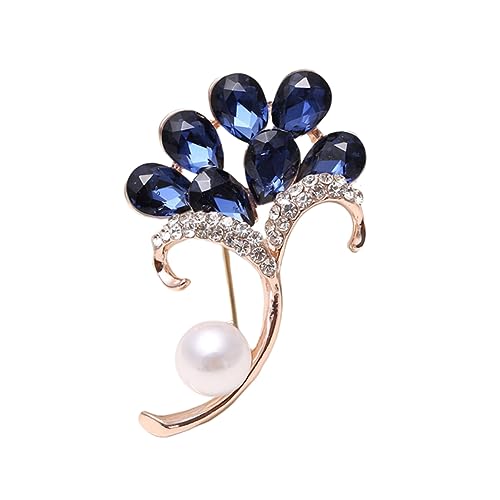 Healeved Wunderschöne Kristallbrosche aus mit Tintenblauen Legierte Anstecknadel für Kleidung Schals und Taschen Langlebig Modisch Roségoldfarben für Damen und Strickjacken von Healeved