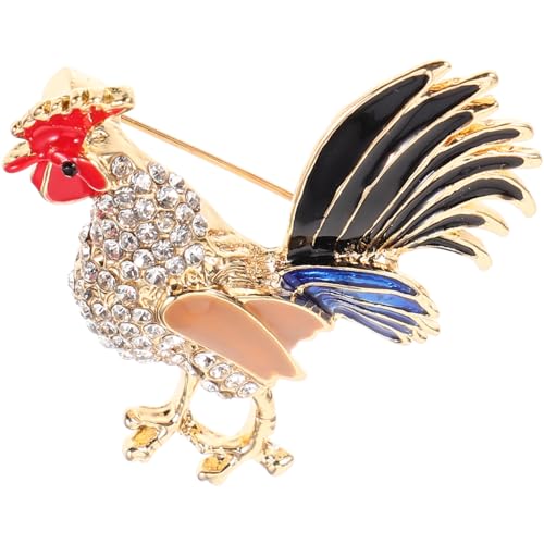 Healeved Zinklegierung Hahn Brosche Pin Damen Schmucknadel Vintage Anstecknadel für Jacken Schals Strickjacken Rostfrei Dekorativ Modisches Accessoire für Formelle und Lässige Kleidung von Healeved