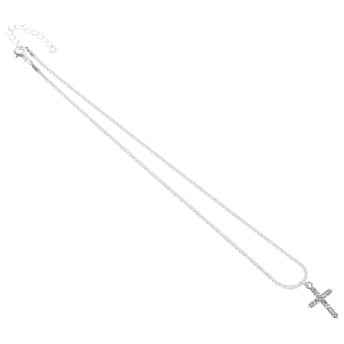 Healeved Zinklegierung Kreuzkette mit Funkelnden Strasssteinen Modischer Kreuzanhänger für Damen und Herren Langlebiges Schmuckstück für Alltag Geburtstag Hochzeit und Party von Healeved
