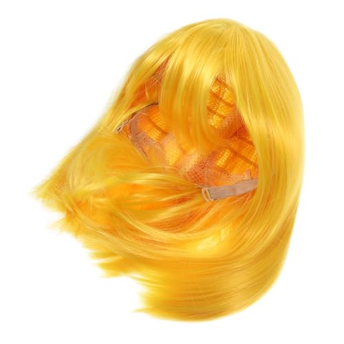 Healeved Zitronengelb -Perücken -Headset Rollenspiel-Perücken Rollenspiel-Cosplay-Perücken synthetische Kostümperücken Partyperücken kurze gerade Perücken Cosplay-Haare Hochtemperaturdraht von Healeved