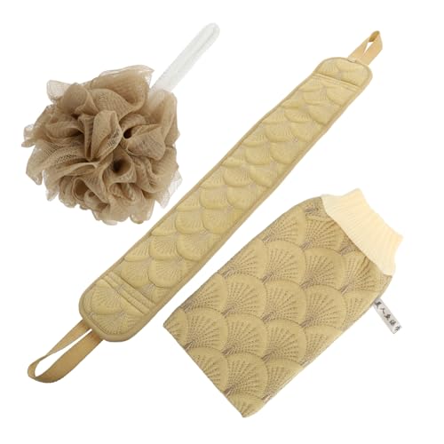 Healeved Zubehörset – Rückenschrubber Badetuch Duschtuch Und Handschuh – Gurt Für Bequeme Rückenreinigung von Healeved