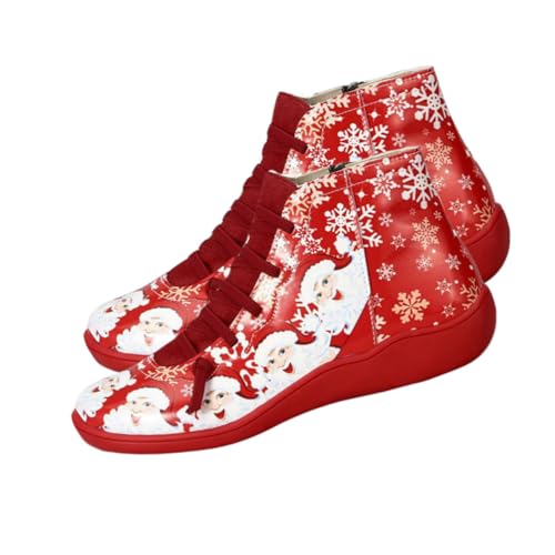 Healeved -booties Weihnachten Für Hausschuhe Weihnachtsstiefel Damenschuhe Damen Winterschuhe Kurze Stiefel Damen Schuhe Frauen Frau Schuhe Stiefel Frauen Künstlicher Pu Rot von Healeved