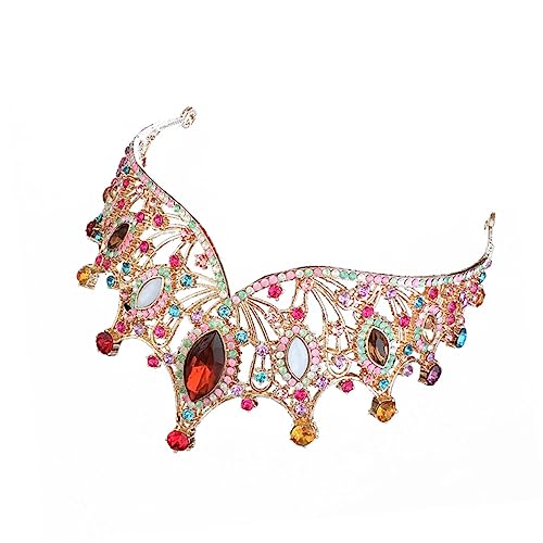 Healeved farbige Diamantkrone Geburtstagskronen für Frauen Prinzessin Krone Vintage Diademe und Kronen princess prinzessinnen Hochzeitskleid-Kopfschmuck Hochzeitskleid-Krone Zinklegierung von Healeved