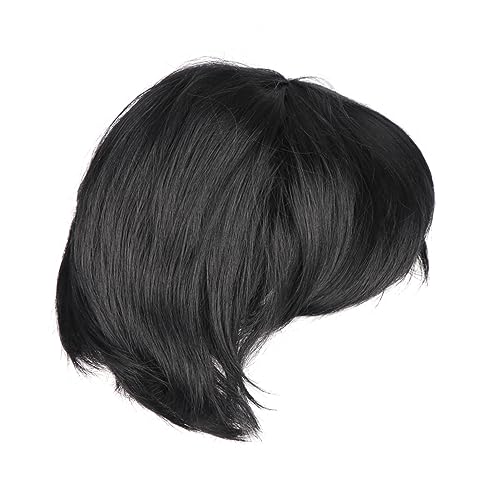Healeved Herren Perücke Kurz Gerade Schwarz Cosplay-wig Für Festivals Und Partys Atmungsaktive Männerperücke Natürliche Schwarze Haaroptik Vielseitig Einsetzbar Für Auftritte Und von Healeved