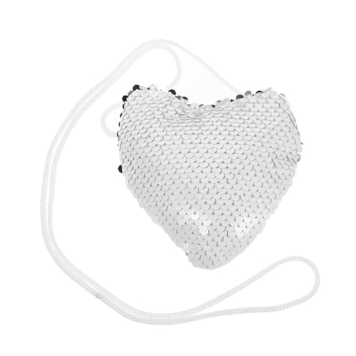 Healeved Herzförmige Tasche Mit Pailletten Mini-umhängetasche Für Mädchen Glitzernde Abend-Clutch Aus Kunststoff Und Polyester Kawaii-Handtasche Mit Langem Gurt Für Party Verkleidung von Healeved
