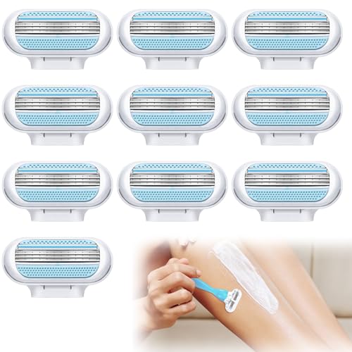 Healife Rasierklingen Damen 10er-Pack - Rasierer Damen Intimbereich, 3 Schutzkissen Klingen für optimale Anpassung an die Körperkontur von Healife