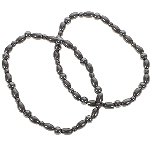 HEALIFTY Fußkettchen Armband 2 stücke Gesunde Pflege Gewichtsverlust Fußkettchen Magnet Armband Elastisches Armband für Frauen und Mann (Schwarz) von Healifty