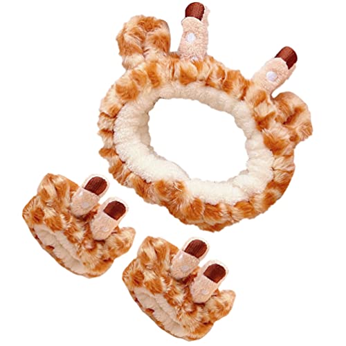 Healifty Giraffen-Plüschtier-Make-up-Stirnband-Set mit Ohrwaschband, Armband, Haarband, Spa-Handtücher für Gesichtswäsche und Make-up von Healifty