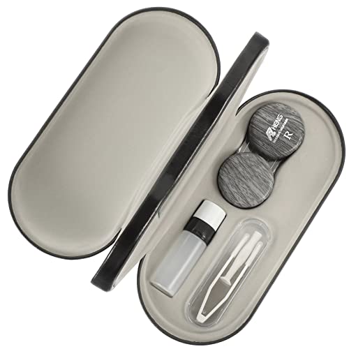 Healifty Kontaktetui und Brillenetui, doppelseitiges Dual-Use-Design, 2-in-1-Kontaktlinsenetui mit Spiegelpinzettenentferner für Damen und Herren, Silbergrau von Healifty