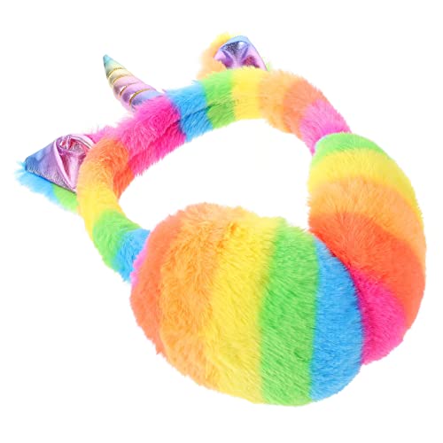 Healifty Niedliche Regenbogen-Einhorn-Ohrenschützer, faltbar, warm, bequem, Outdoor-Ohrwärmer, Regenbogen, Winter-Ohrenschützer für Damen, Kinder, Mädchen von Healifty