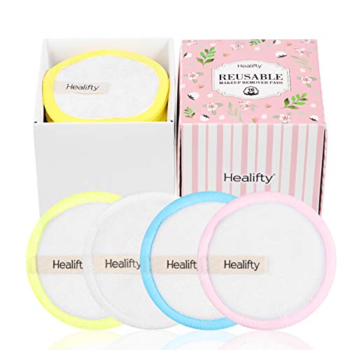 Healifty Wiederverwendbare Wattepads - 16PCS - Waschbare Abschminkpads - Bambus Make-up Entferner Pads mit Wäschesack, Gesichtsreinigung, 3 Lagig Verdickt, Durchmesser 8cm von Healifty