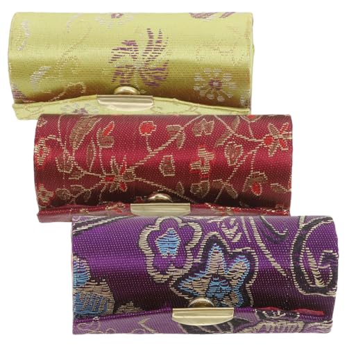 Lippenstift Etui Spiegel – 3er Set Vintage Lippenstiftbox, Lippenstift Organizer mit Blumenmuster und Knopf, tragbarer Lippenstiftbehälter für Lipglossfür Frauen weiblich 3 stück Make up Aufbewahrung von Healifty