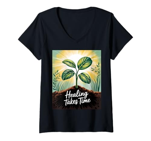 Damen Psychische Gesundheit Wachstum Natur Pflanze T-Shirt mit V-Ausschnitt Damen Psychische Gesundheit Wachstum Natur Pflanze T-Shirt mit V-Ausschnitt von Healing Journey Wellness Wear