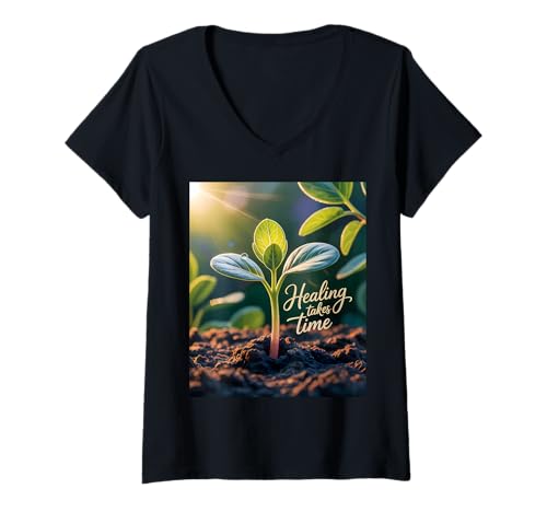 Damen Psychische Gesundheit Wachstum Natur Pflanze T-Shirt mit V-Ausschnitt Damen Psychische Gesundheit Wachstum Natur Pflanze T-Shirt mit V-Ausschnitt von Healing Journey Wellness Wear