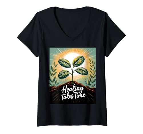 Damen Psychische Gesundheit Wachstum Natur Pflanze T-Shirt mit V-Ausschnitt Damen Psychische Gesundheit Wachstum Natur Pflanze T-Shirt mit V-Ausschnitt von Healing Journey Wellness Wear