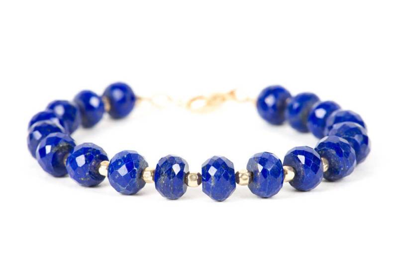 Aaa Lapis Lazuli Armband, Kobalt Blau Echte Mit Gold Fill Akzente Handgemachter Edelstein Schmuck von HealingGemstone