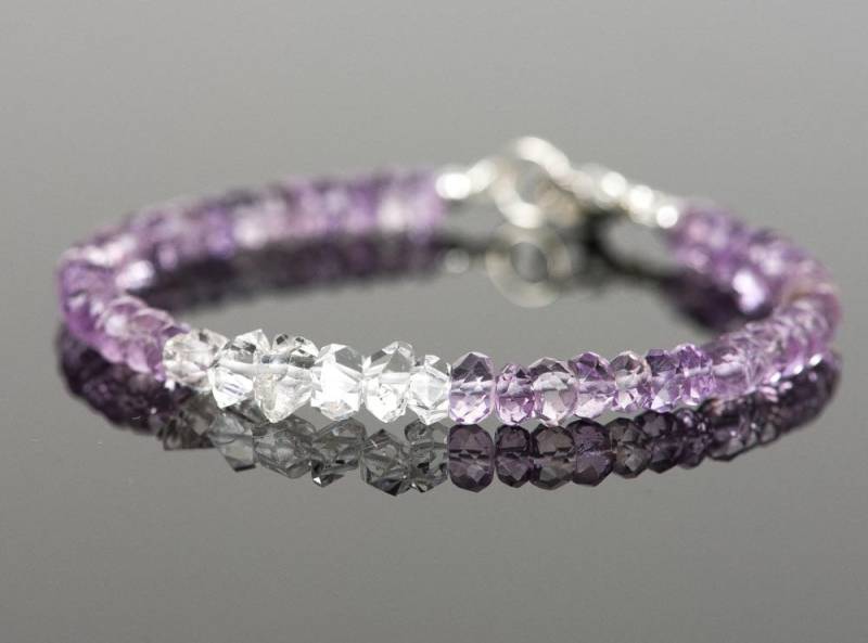 Amethyst Armband, Herkimer Diamant Natürliche Edelstein Geschenk Für Sie, Handgemachter Schmuck, Energie von HealingGemstone