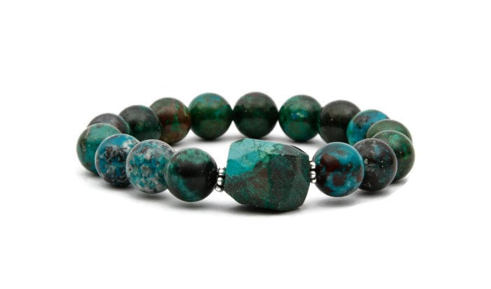Chrysocolla Armband, Leo Birthstone Perlenarmband, Handgemachte Edelstein Schmuck, Echte Armband von HealingGemstone