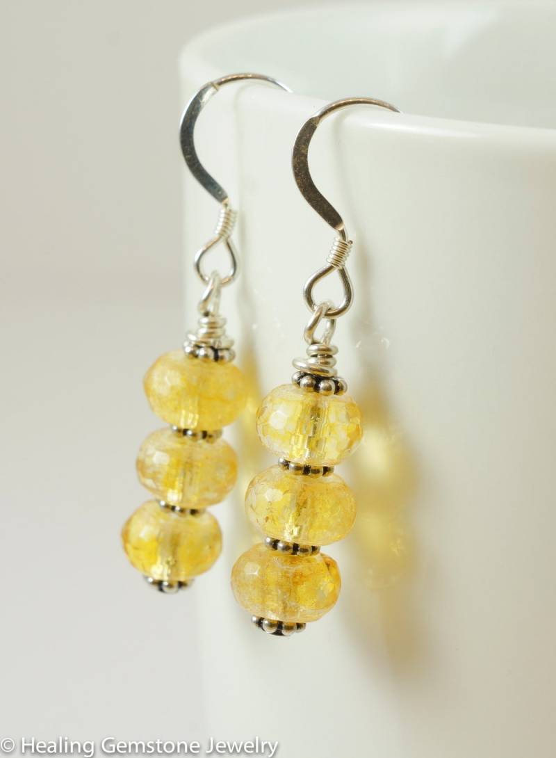 Citrin Tropfen Ohrringe, Handgemachte Edelstein Schmuck von HealingGemstone