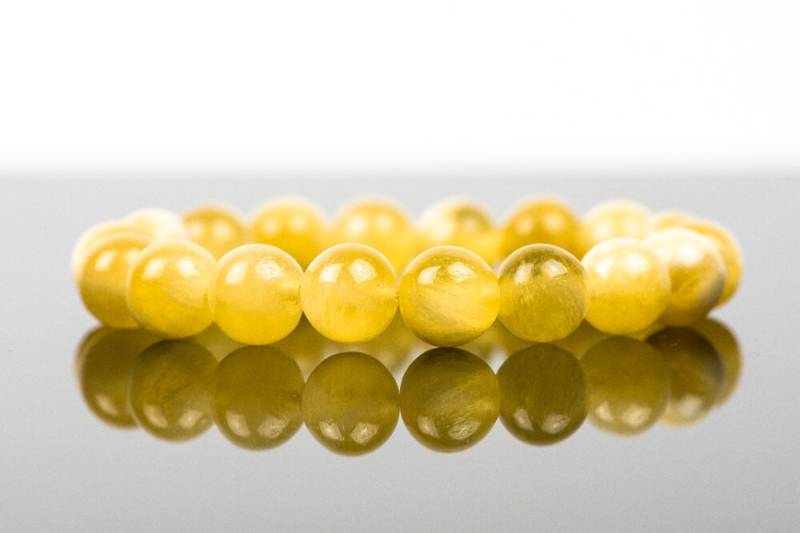 Gelber Calcit Armband, Handgemachter Schmuck, 10 Mm Runde Perlen Stretch Armband von HealingGemstone