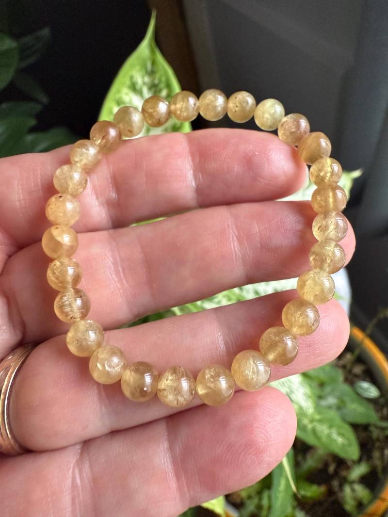 Gelbes Apatit-Edelsteinarmband, Hochwertiges Apatit-Armband, Stapelarmband Aus 6 Mm Apatit-Perlen von HealingGemstone