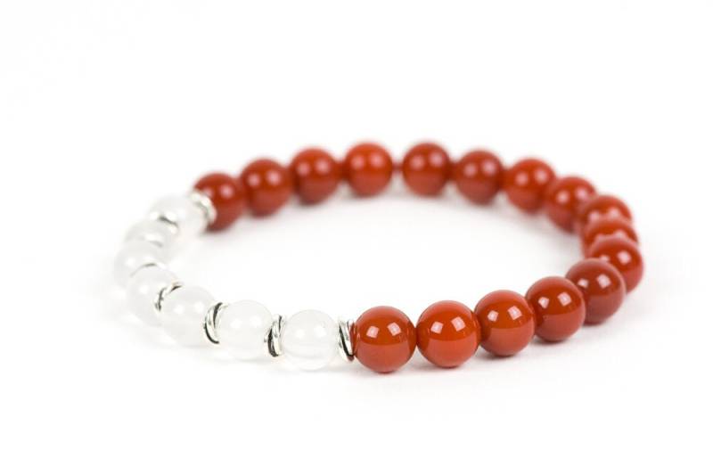 Karneol Edelstein Mit Weißen Quarz Armband, Handgemachte Schmuck, Einzigartiges Geschenk-Für-Frau, Chakra Energie von HealingGemstone