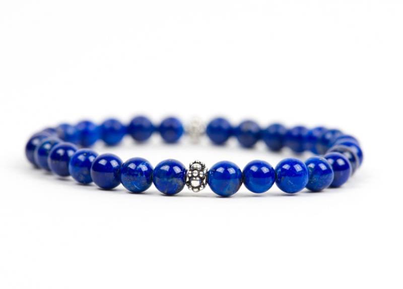 Lapislazuli Edelsteinarmband, Marineblau Handgemachten Schmuck, Chakra Geschenk Stretch-Armband von HealingGemstone