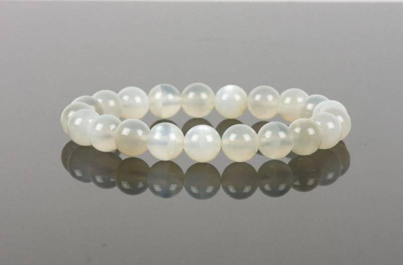Mondstein Armband, Schönes Weiß Reflektierende Edelstein Stretch Stapeln Handgemachter Schmuck von HealingGemstone