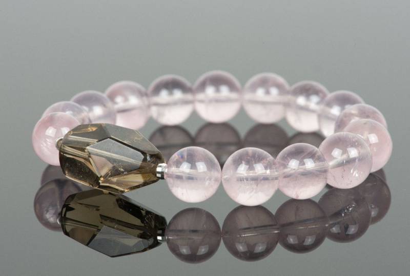 Mosambik Rosenquarz Und Rauchquarz Armband, Edelstein Handgemachte Schmuck, Rosa Braune Stein Armband von HealingGemstone