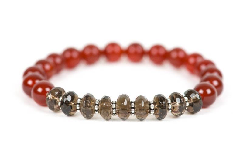 Rotes Agate Smoky Quartz-Armband, Ground-Und Schutz-Armband, Edelstein-Handgefertigter Schmuck von HealingGemstone