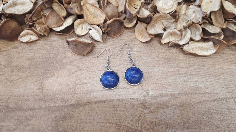 Runde Lapis Lazuli Ohrringe - Silber Hängeohrringe Runder Edelstein Schmuck Für Damen von HealingJewelryCrafts