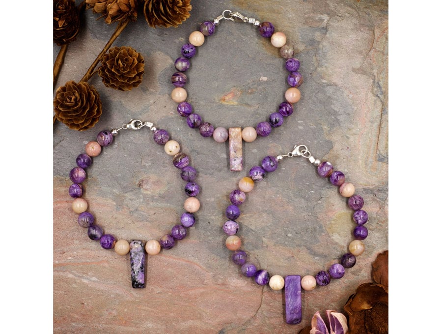 Charoit Und Rosa Opal Perlen Armband || Natürliche Stein Kristall Lila Charoit Und Rosa Opal Perlen Armband || Natürliche Stein Kristall Lila von HealingStonesForYou
