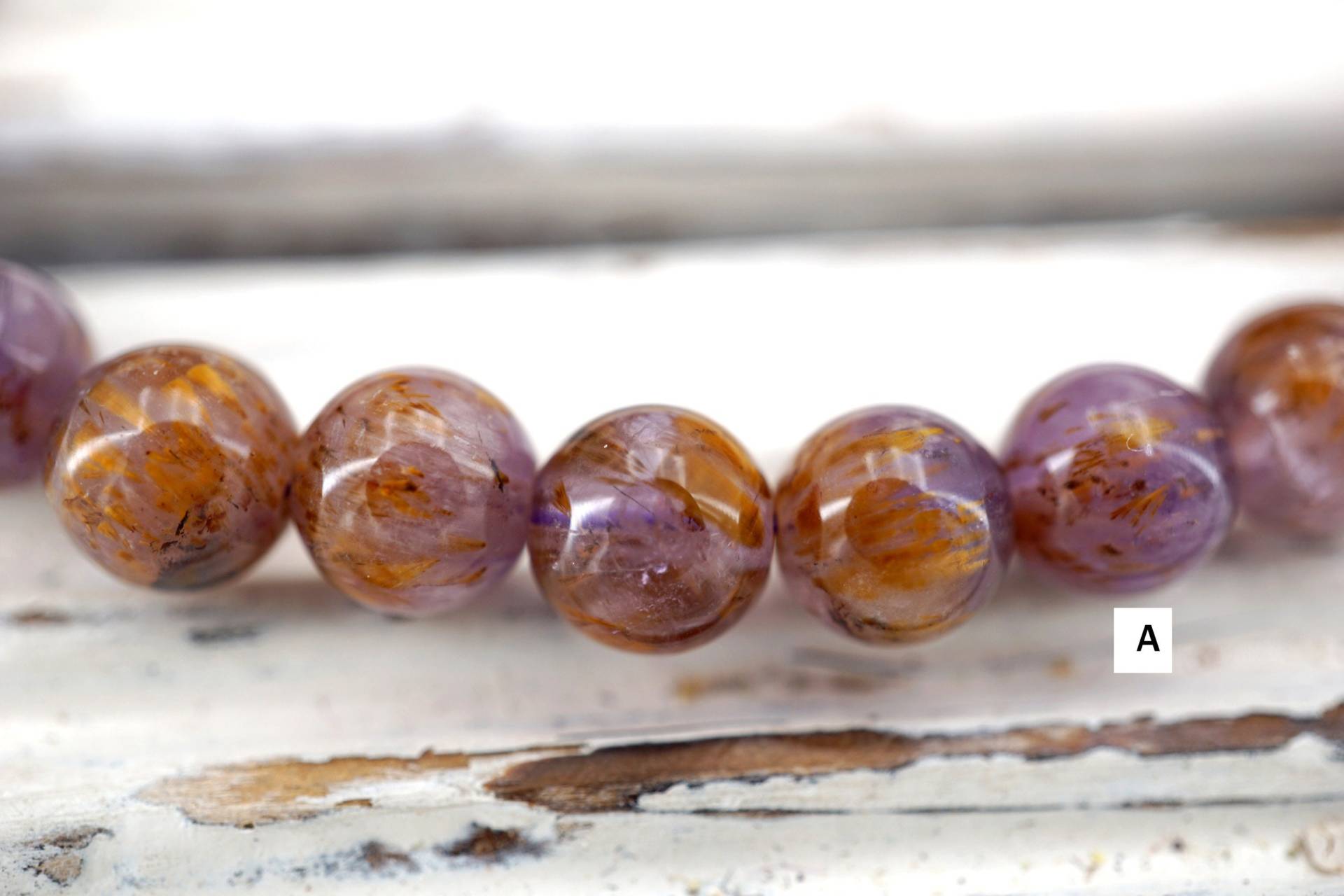 Cacoxentile Amethyst 6, 5-7mm Rundes Armband | Br0087 Super Seven/Luxus Edelstein Armband/Heilkristall von Healingstoneshops
