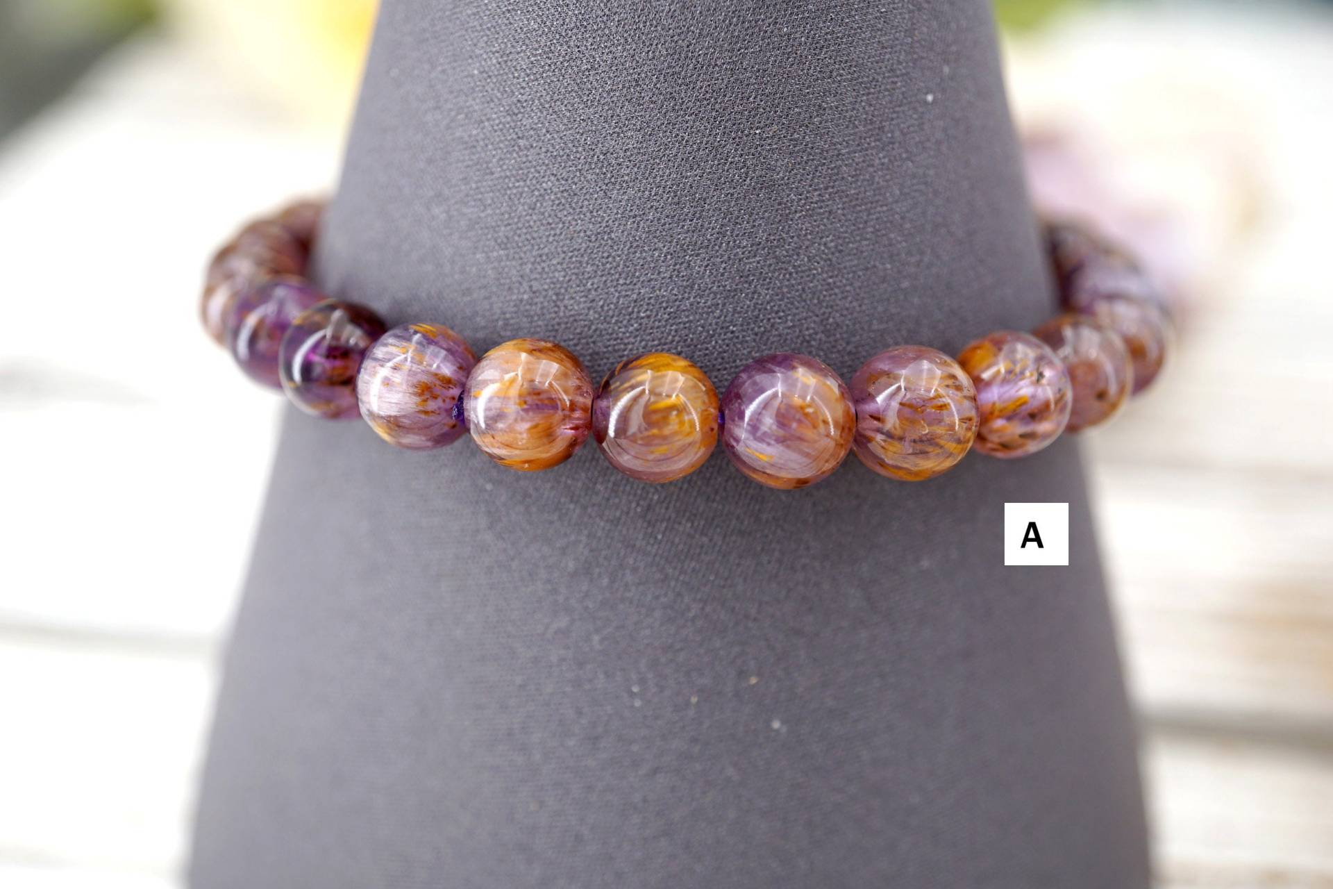 Cacoxentile Amethyst 7mm Rundes Armband | Br0088 Super Seven/Luxus Edelstein/Edelstein Armband/Heilkristall von Healingstoneshops