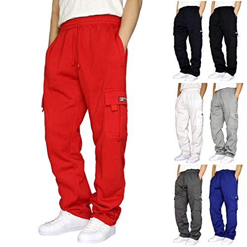 Healter Jogginghose Herren Baumwolle Streetwear Design Sweatpants Breite Beine Jogger Cargo Hose Lange Regular Fit Mode Sporthose Männer Trainingshose Gym Freizeithose von Healter