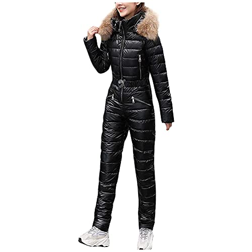 Healter Rosennie Damen Skianzüge Overalls Winter Warme Schnee Skifahren Sätze Schneeanzug Wasserdicht Winddichte Einteiliger Ski-Overall Jumpsuit mit Kapuze Reißverschluss für Skifahren, Sport von Healter