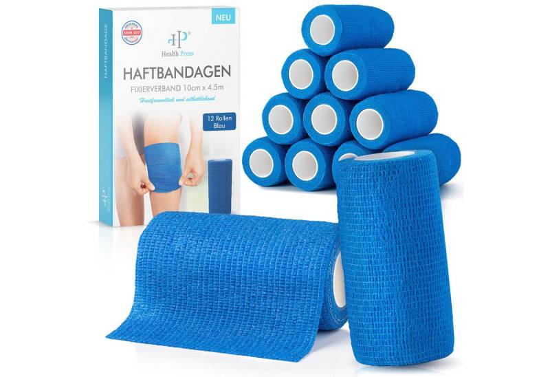 Health Press Bandage Selbstklebender Verband - 12 Elastische Bandagen Rollen (10cm x 4,5m) von Health Press