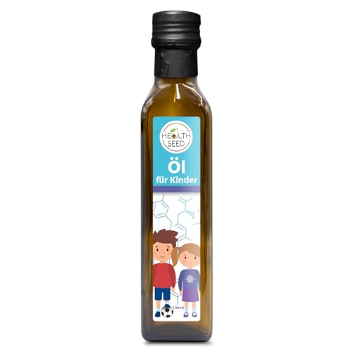 Health Seed® Öl für Kinder - Leinöl Schwarzkümmelöl Kürbiskernöl Nachtkerzenöl - 100% Rein Ungefiltert Kaltgepresst Glasflasche - 100 ml von Health Seed