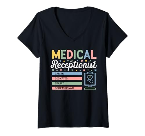 Damen Medical Receptionist Caring Dedicated Skilled Compassionate T-Shirt mit V-Ausschnitt Damen Medical Receptionist Caring Dedicated Skilled Compassionate T-Shirt mit V-Ausschnitt von Healthcare Appreciation Receptionist Pride