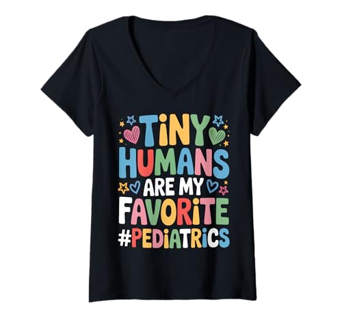 Damen Kleine Menschen sind Meine Lieblingspädiatrie T-Shirt mit V-Ausschnitt Damen Kleine Menschen sind Meine Lieblingspädiatrie T-Shirt mit V-Ausschnitt von Healthcare Heroes Apparel