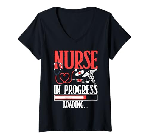 Damen Nurse In Progress Loading Healthcare Humor T-Shirt mit V-Ausschnitt Damen Nurse In Progress Loading Healthcare Humor T-Shirt mit V-Ausschnitt von Healthcare Nursing Medical Apparel Designs